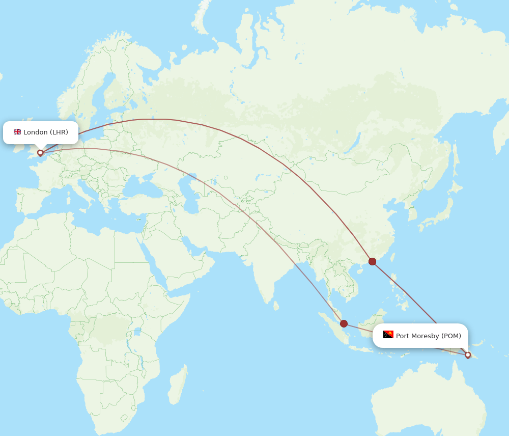 LHR-POM flight routes