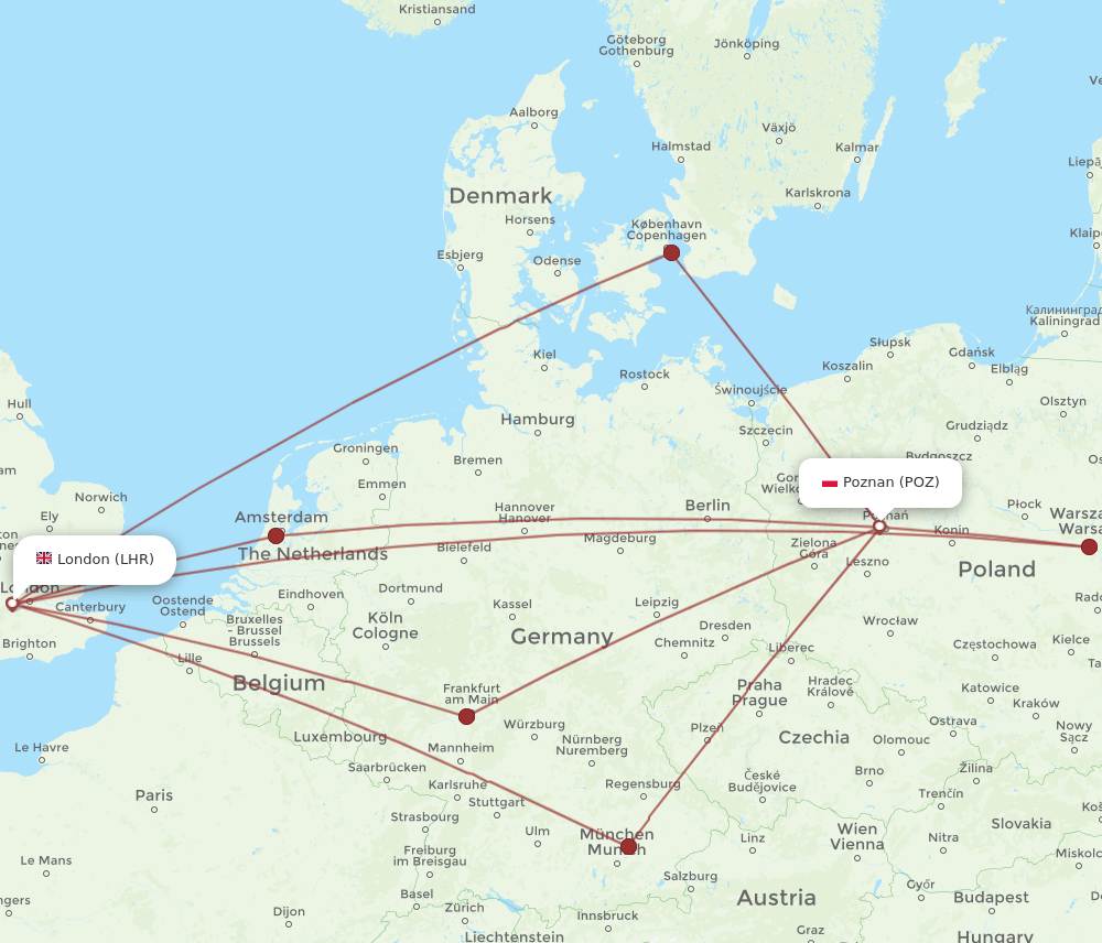 LHR-POZ flight routes