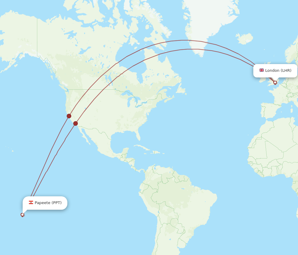 LHR-PPT flight routes