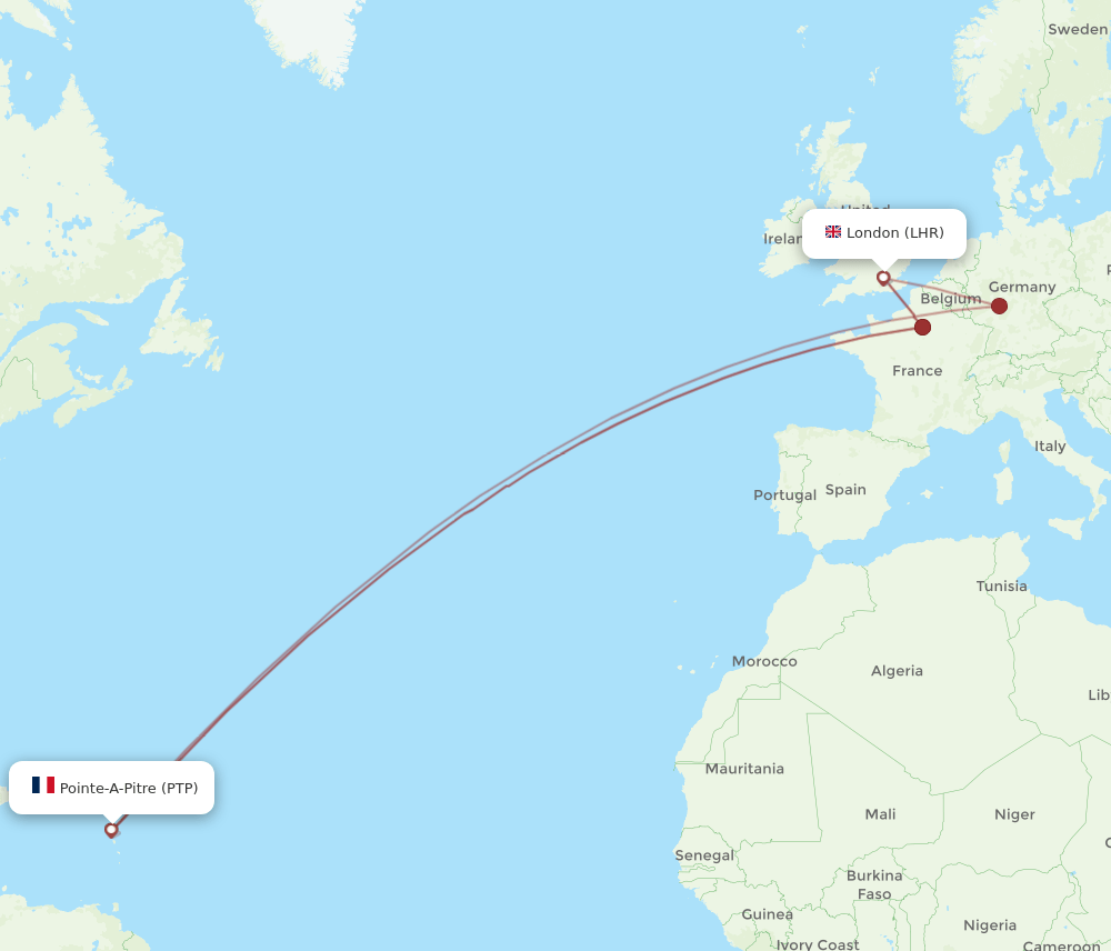 LHR-PTP flight routes