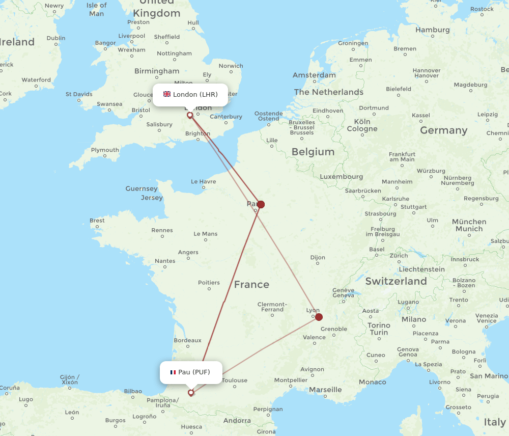 LHR-PUF flight routes