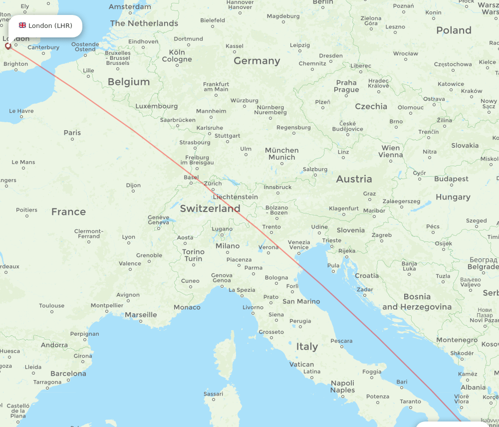 LHR to PVK flights and routes map