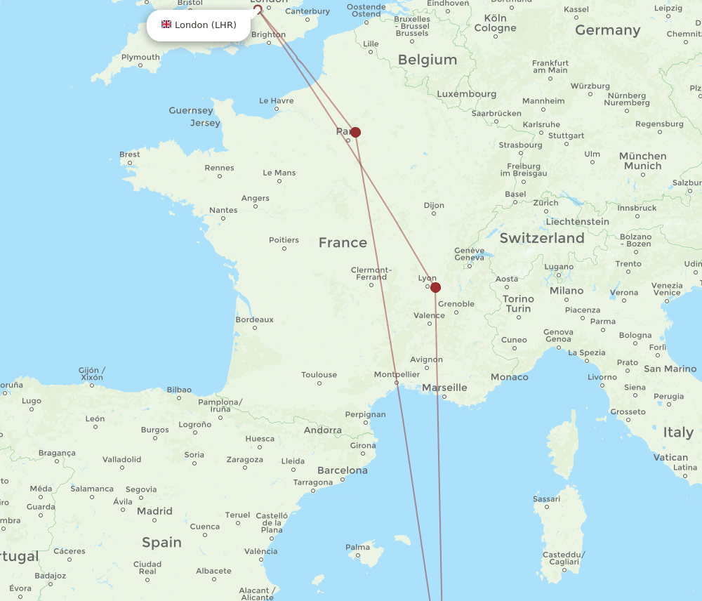 LHR-QSF flight routes
