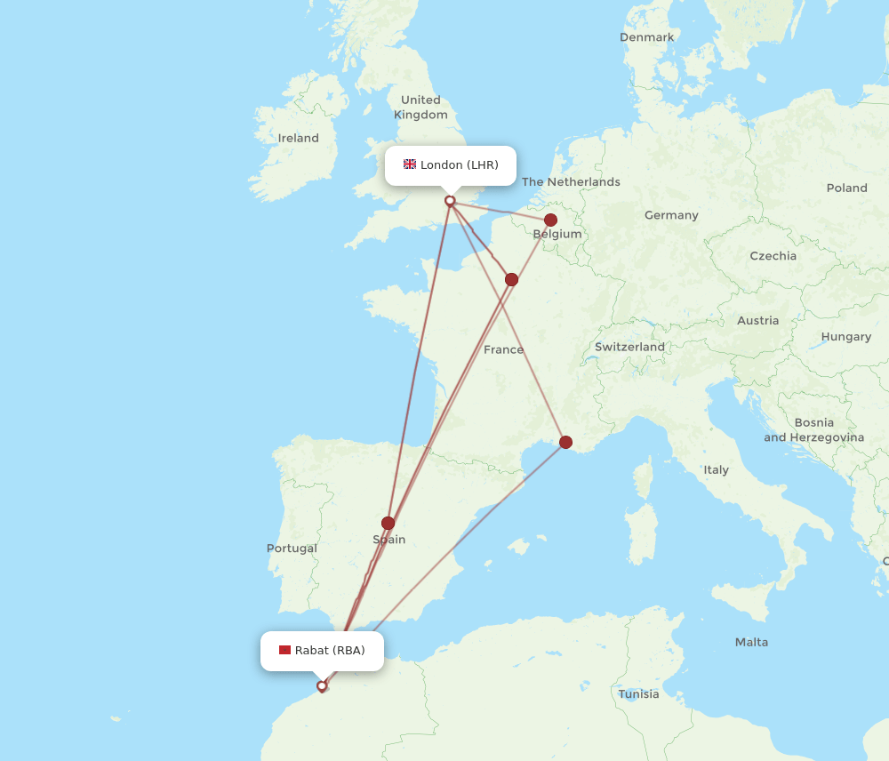 LHR-RBA flight routes