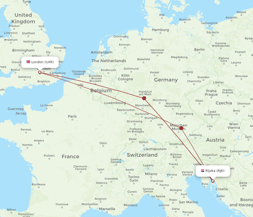 LHR-RJK flight routes