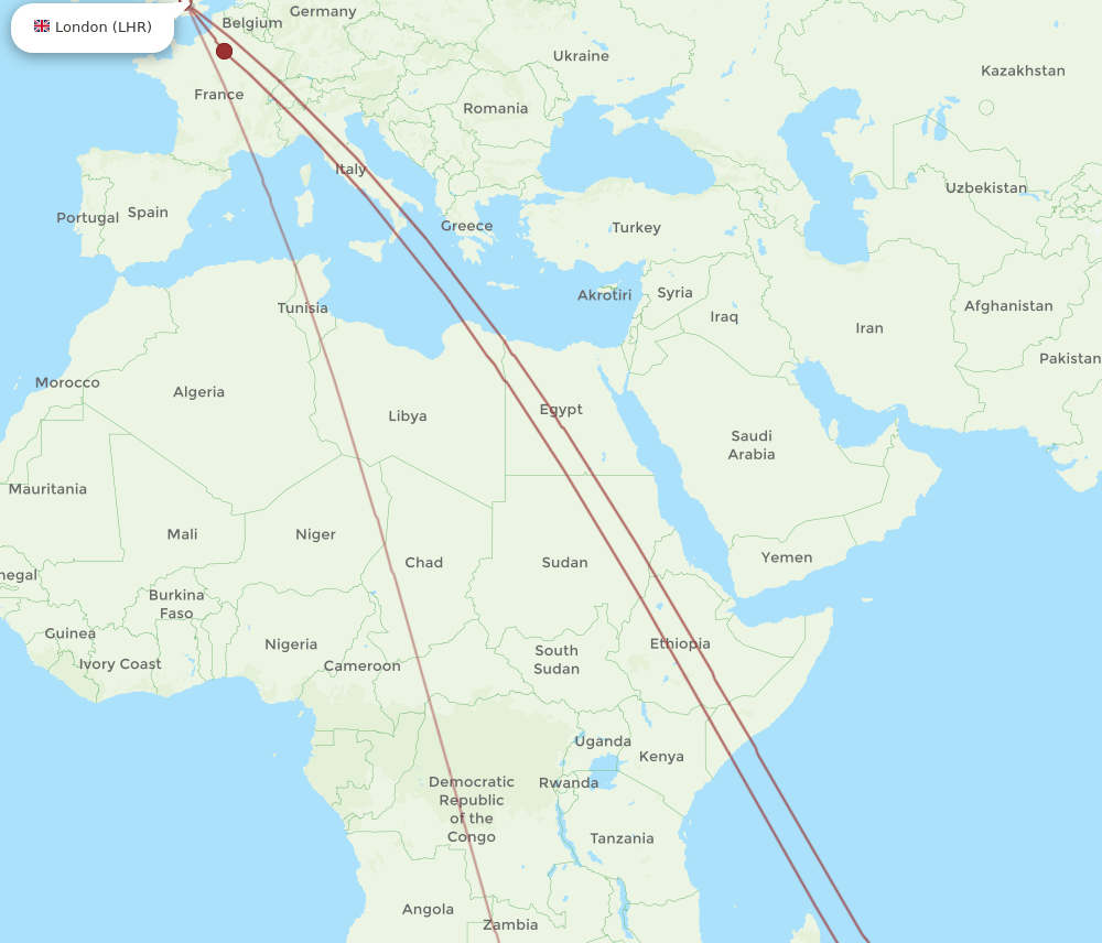 LHR-RUN flight routes