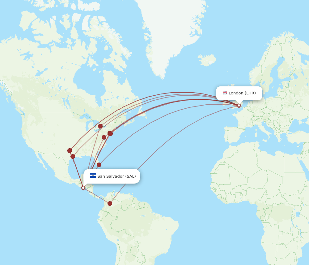 LHR-SAL flight routes
