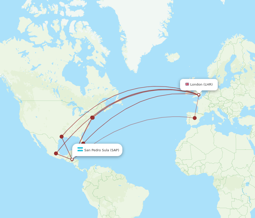 LHR-SAP flight routes