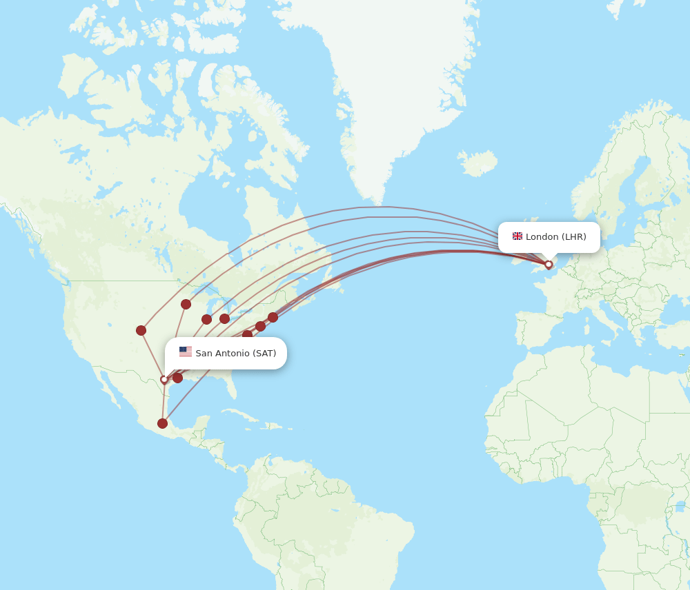 LHR-SAT flight routes