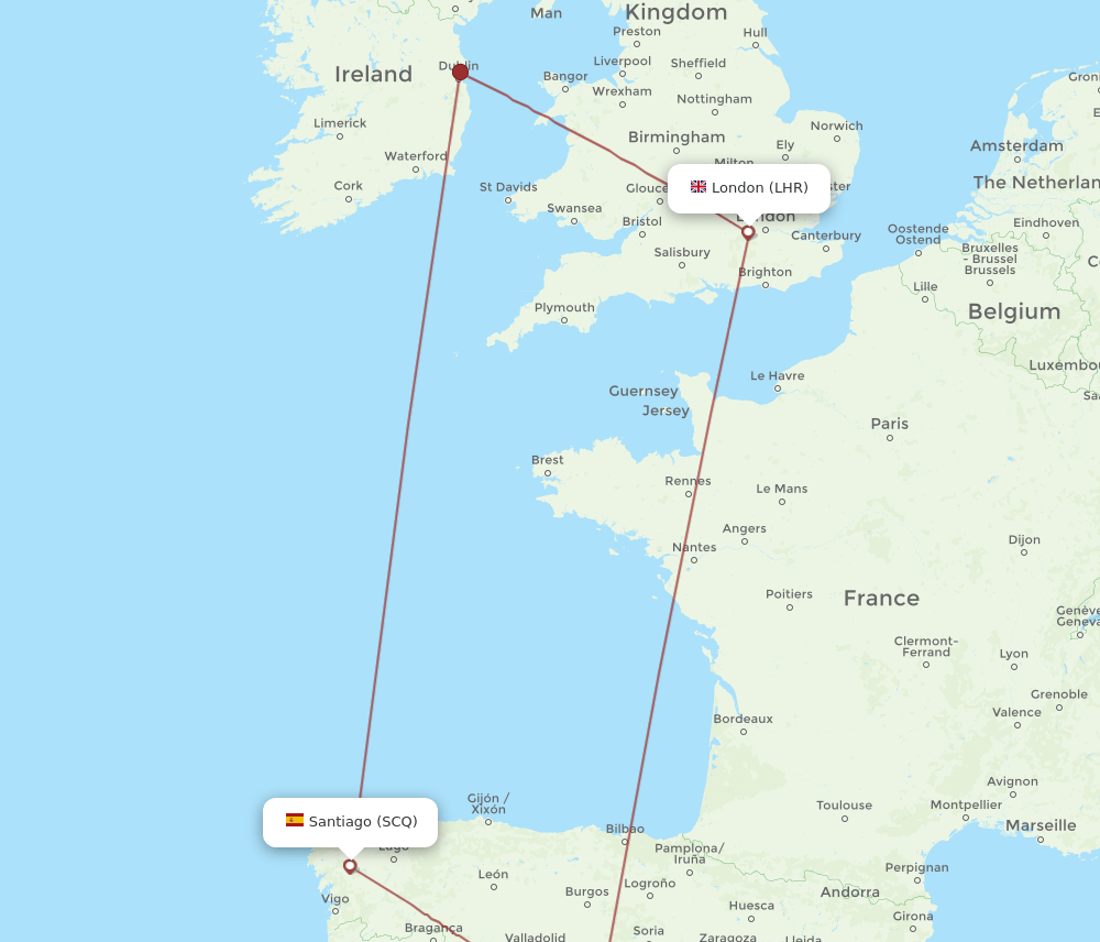 LHR-SCQ flight routes