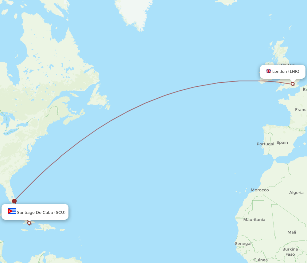 LHR-SCU flight routes