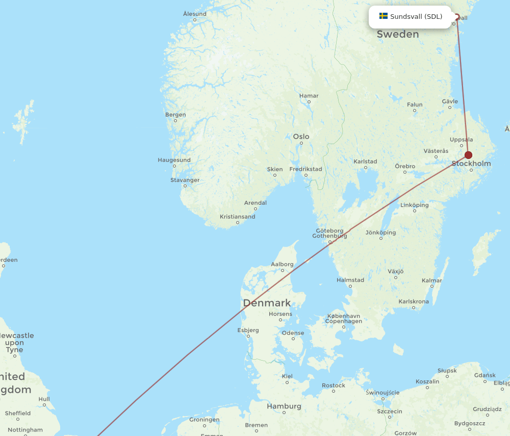 LHR-SDL flight routes