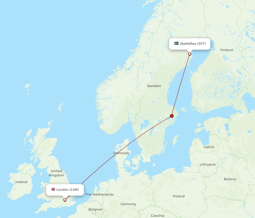 LHR to SFT flights and routes map