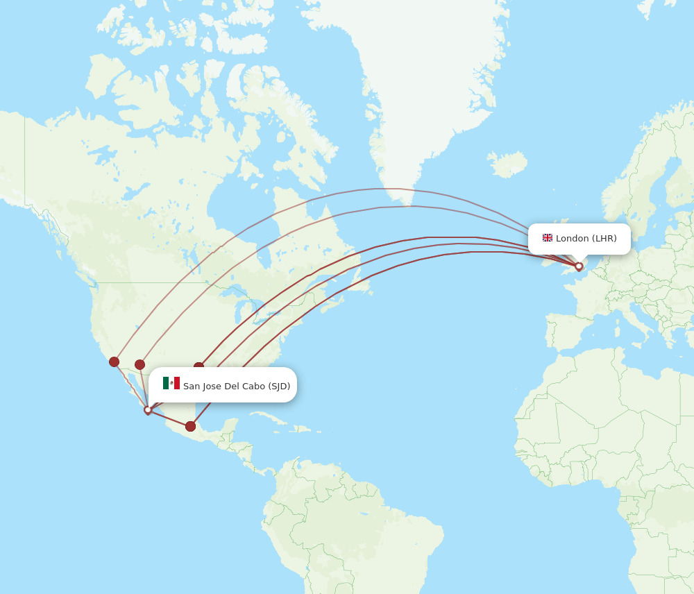 LHR-SJD flight routes