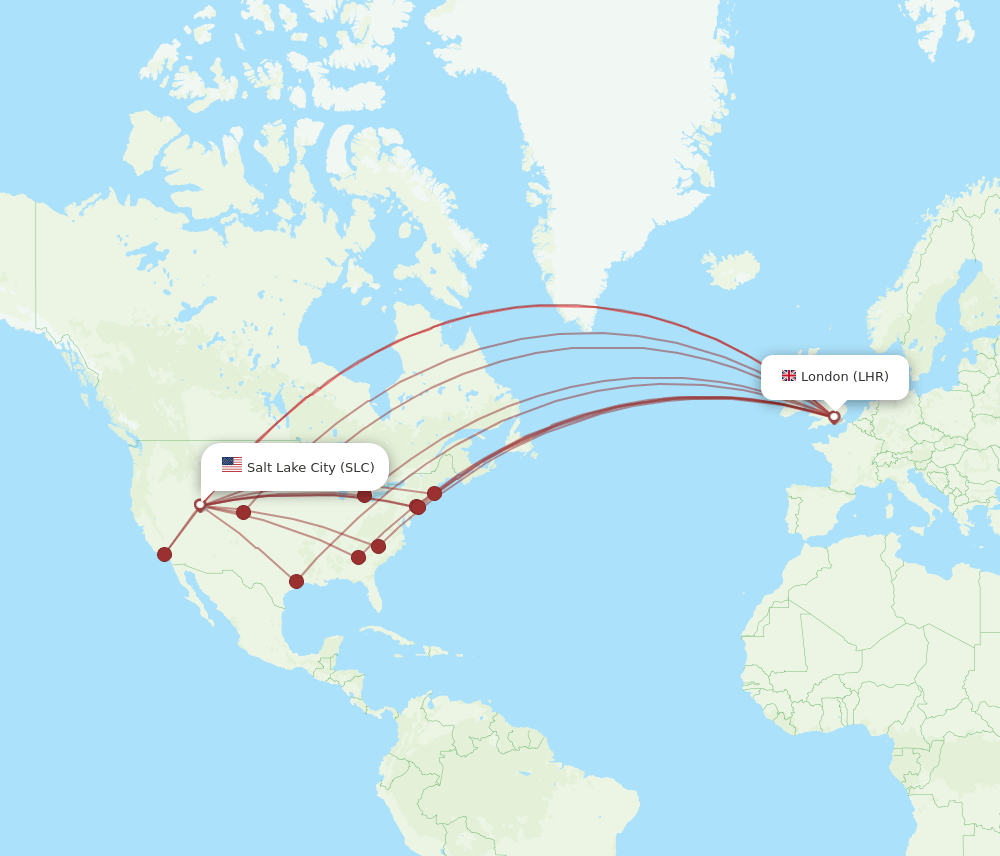 LHR-SLC flight routes