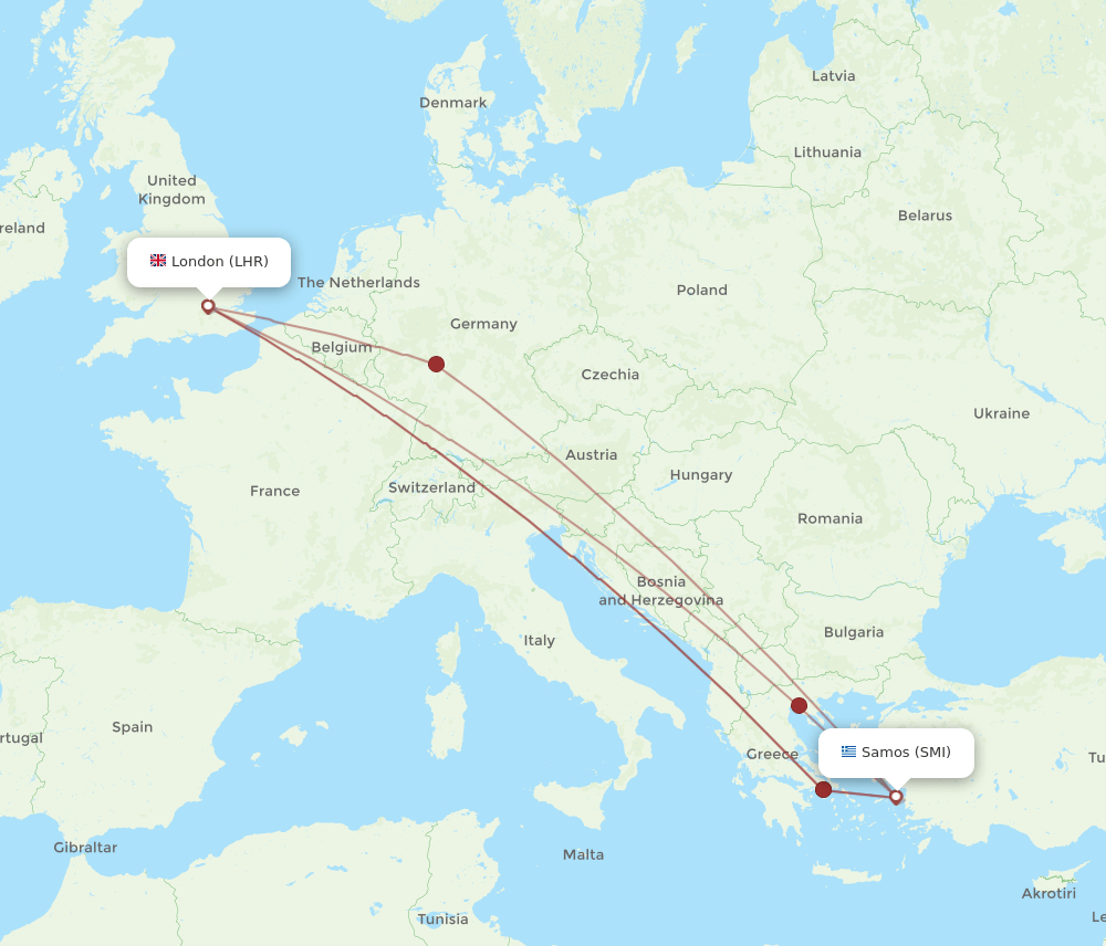 LHR-SMI flight routes