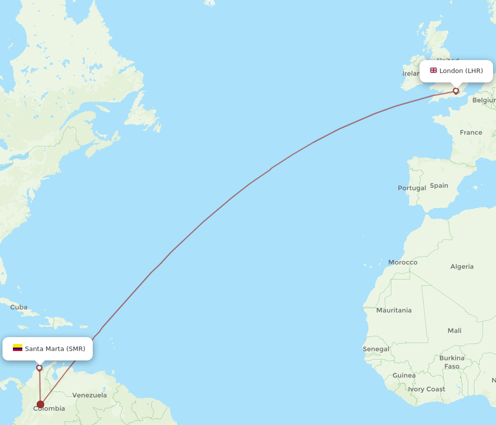 LHR-SMR flight routes