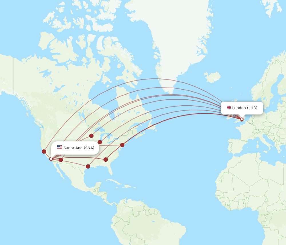 LHR-SNA flight routes