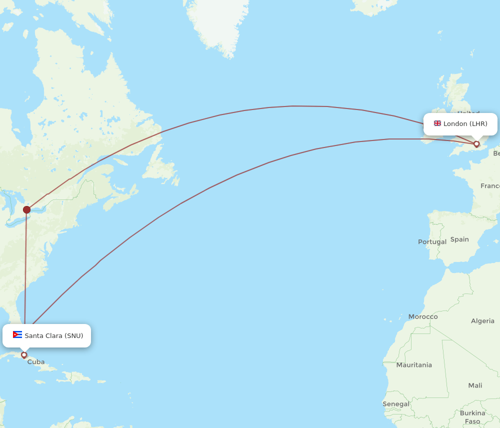 LHR-SNU flight routes