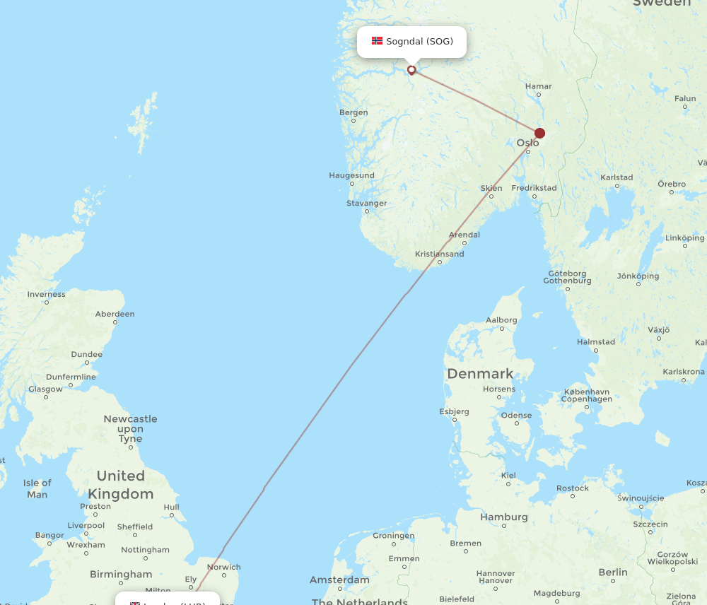 LHR to SOG flights and routes map