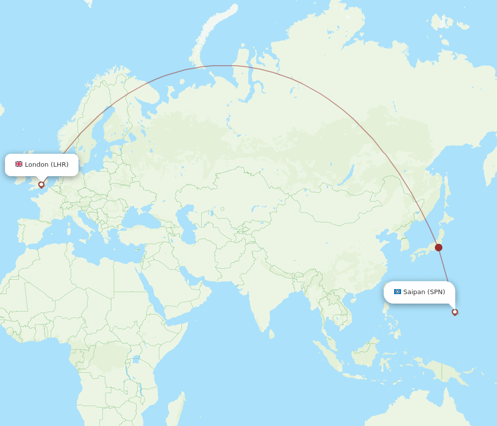 LHR-SPN flight routes