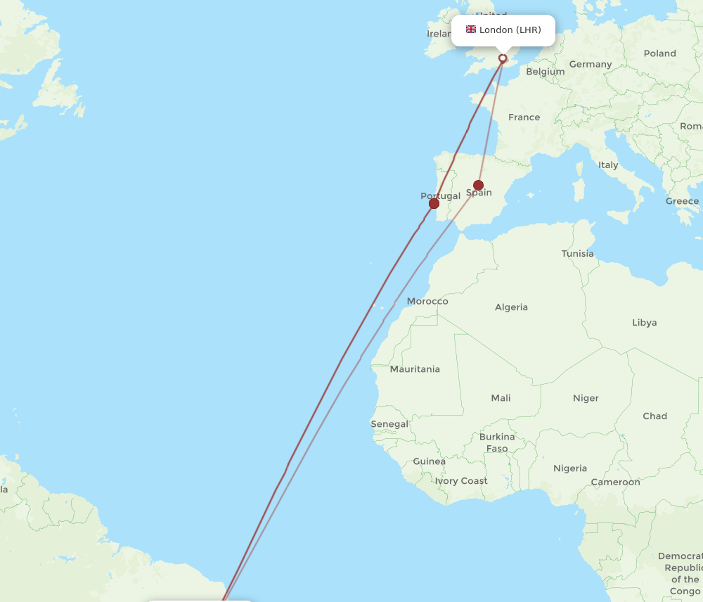 LHR-SSA flight routes