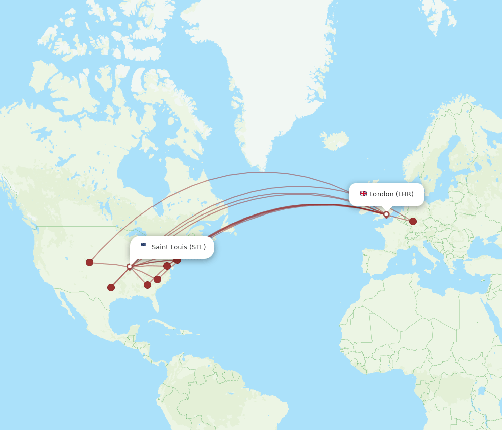LHR-STL flight routes