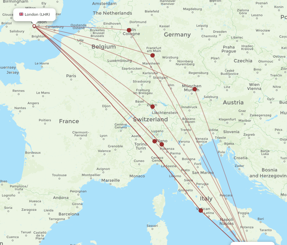 LHR-SUF flight routes
