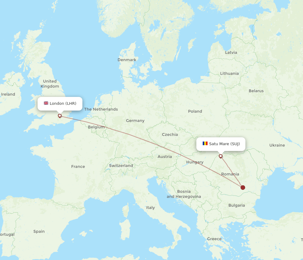 LHR to SUJ flights and routes map