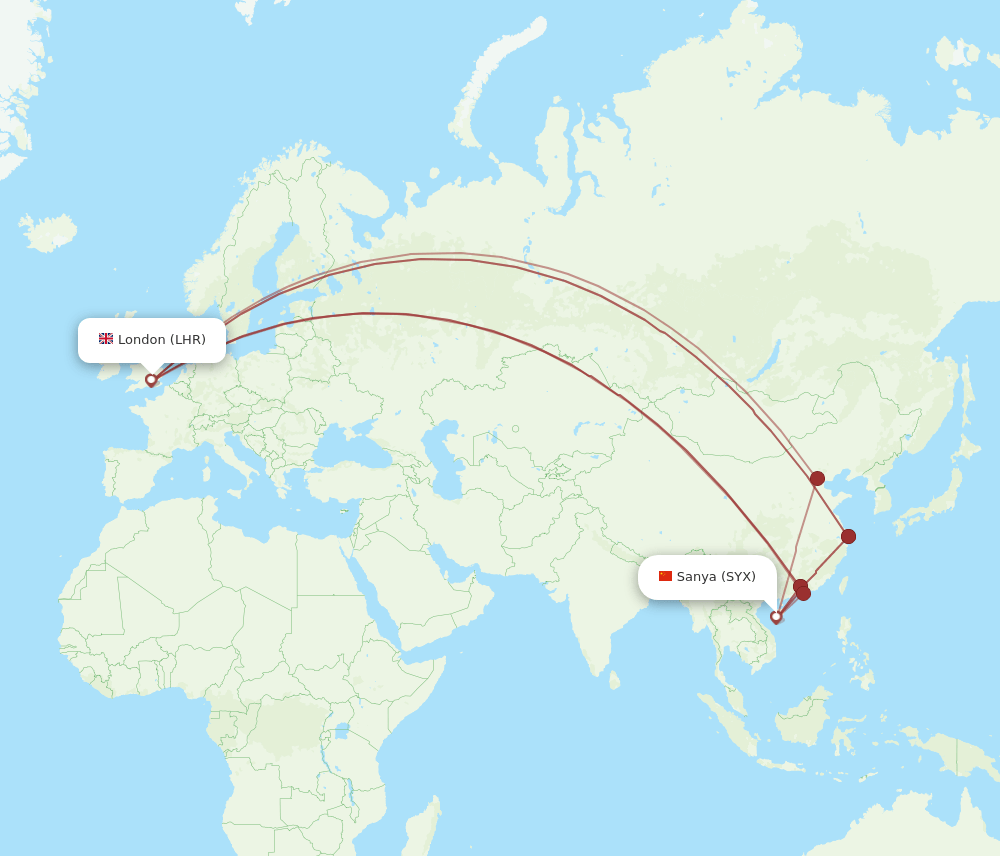 LHR-SYX flight routes