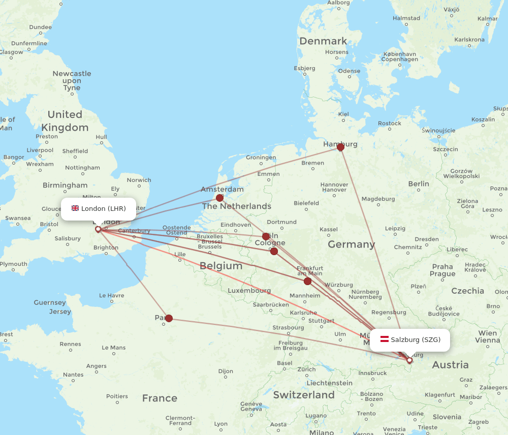 LHR-SZG flight routes
