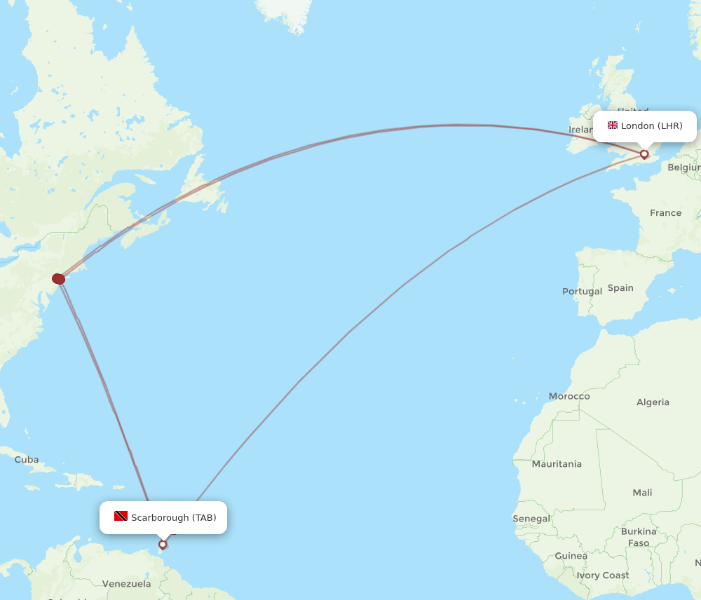 LHR-TAB flight routes