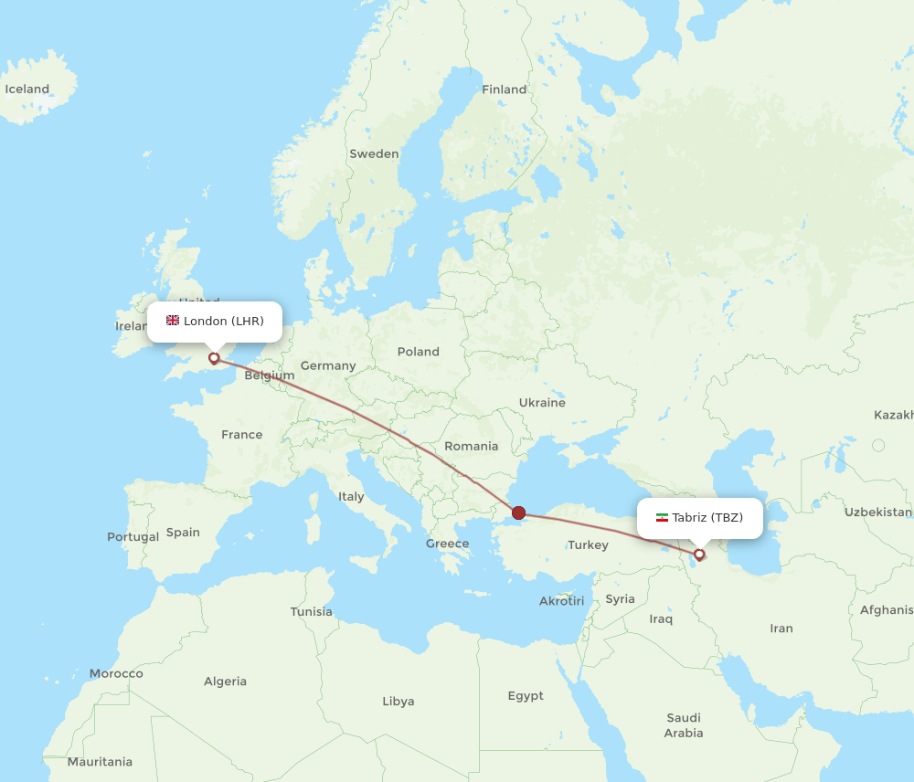 LHR-TBZ flight routes