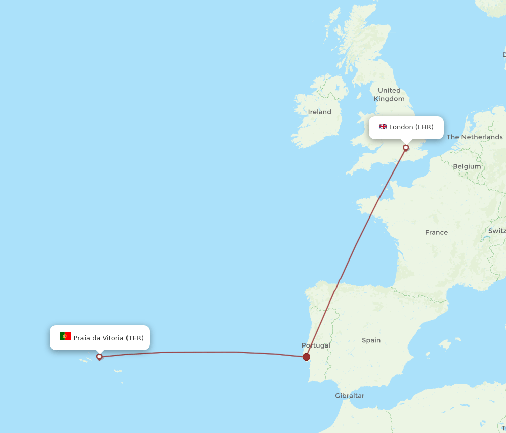 LHR to TER flights and routes map