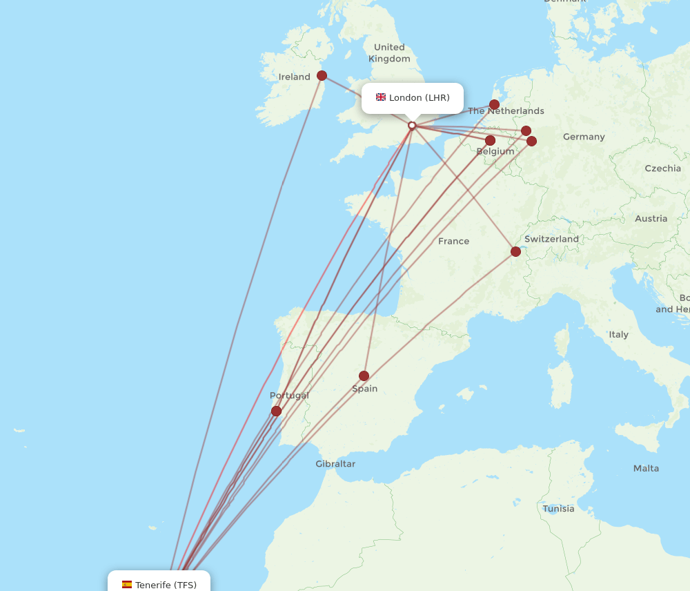 LHR-TFS flight routes