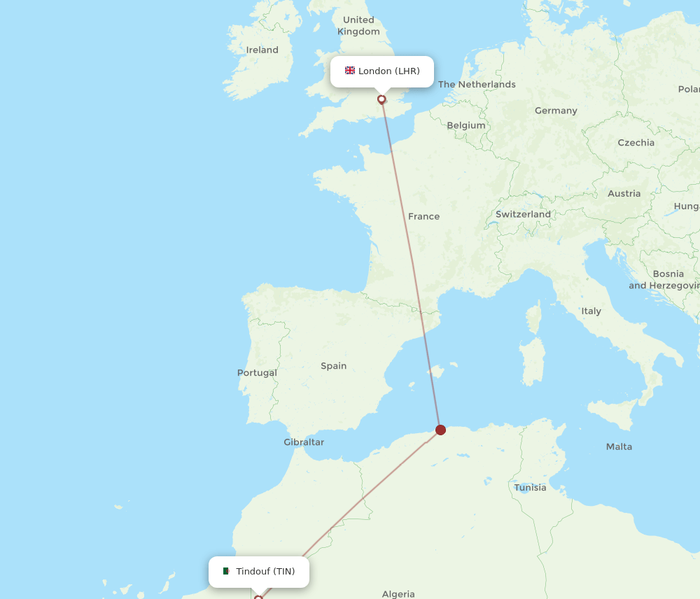 LHR-TIN flight routes
