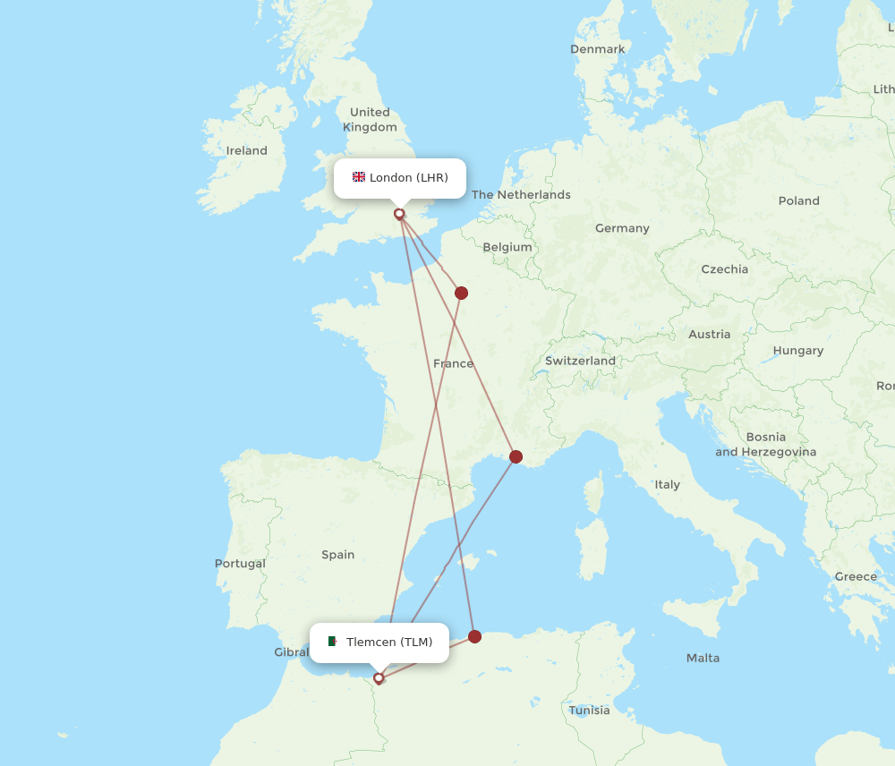 LHR-TLM flight routes