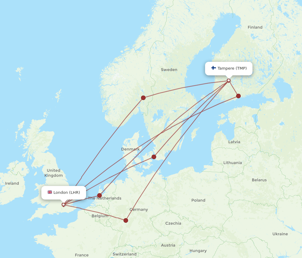 LHR-TMP flight routes