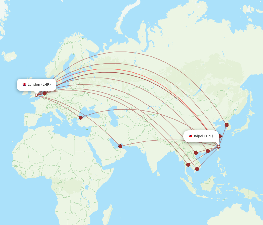 LHR-TPE flight routes