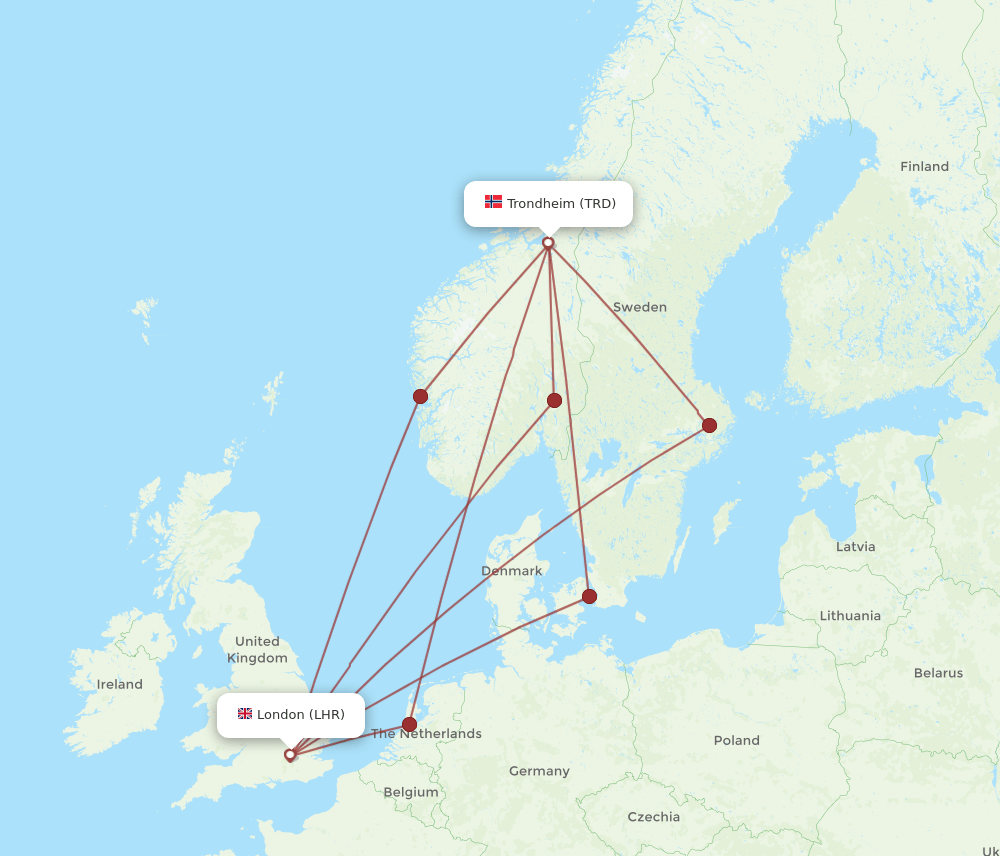 LHR-TRD flight routes