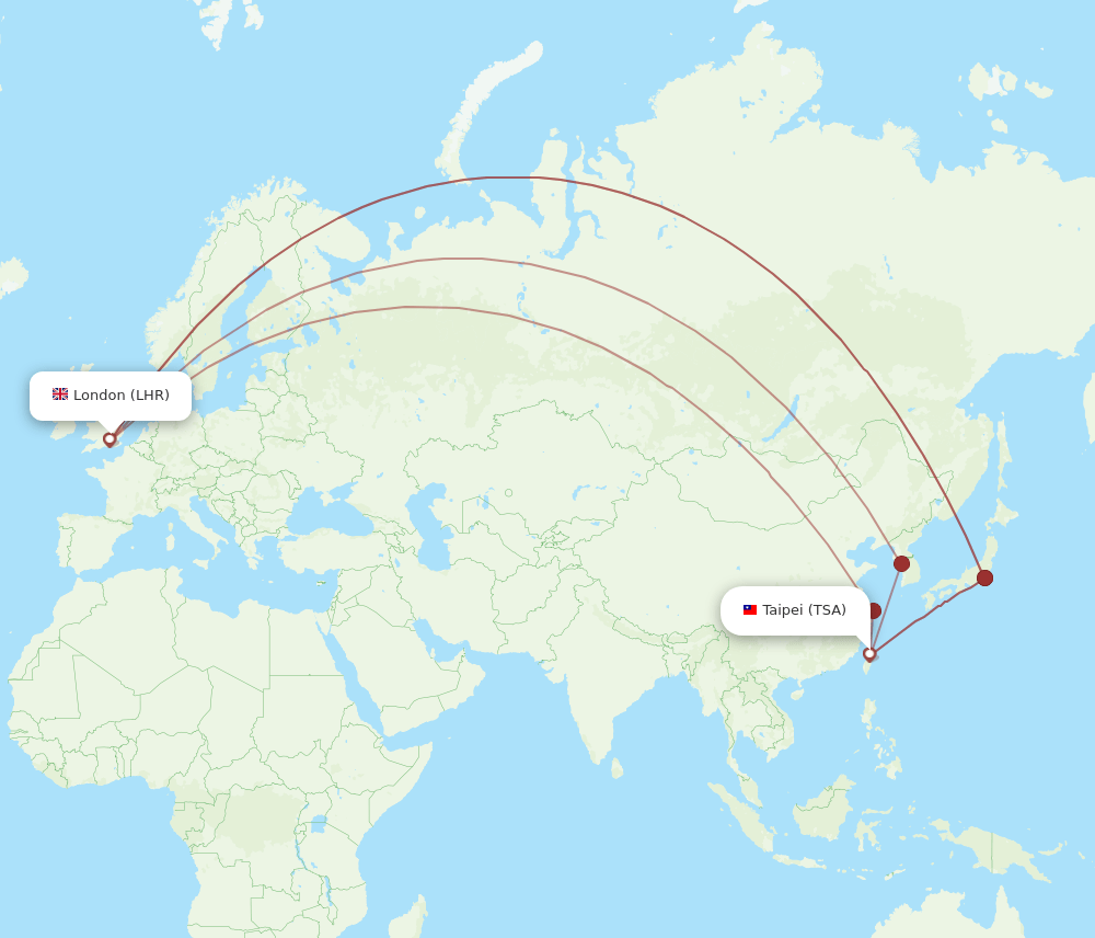 LHR-TSA flight routes