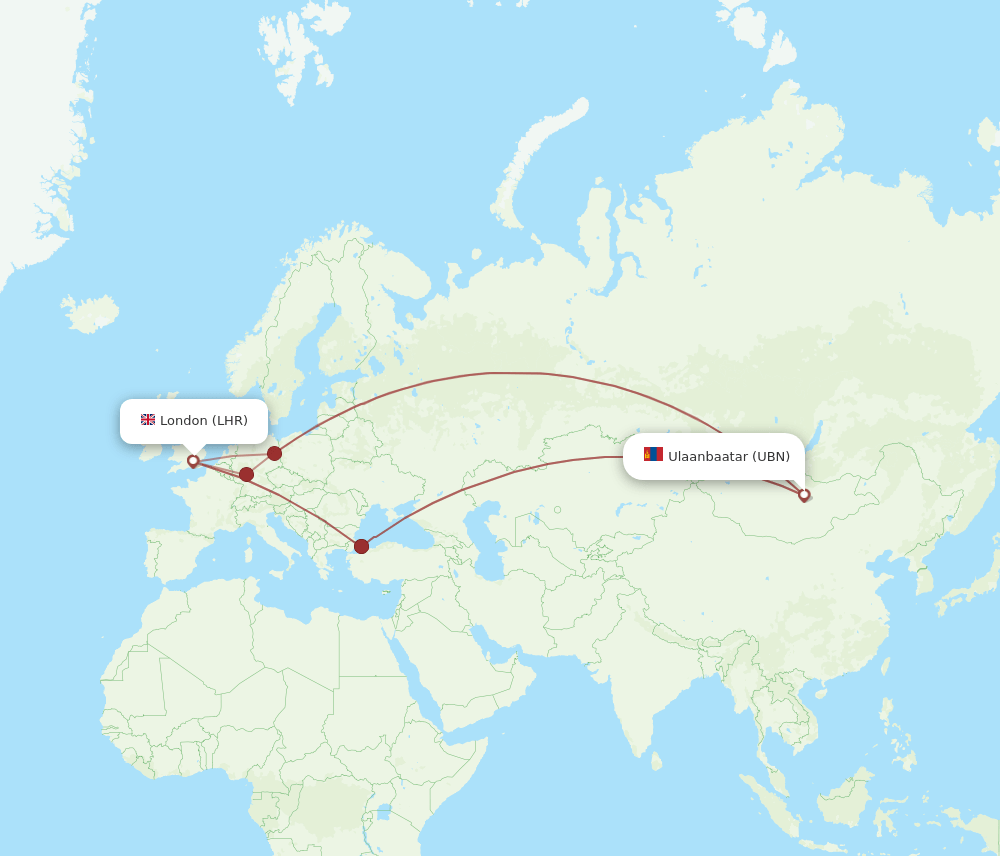 LHR-UBN flight routes