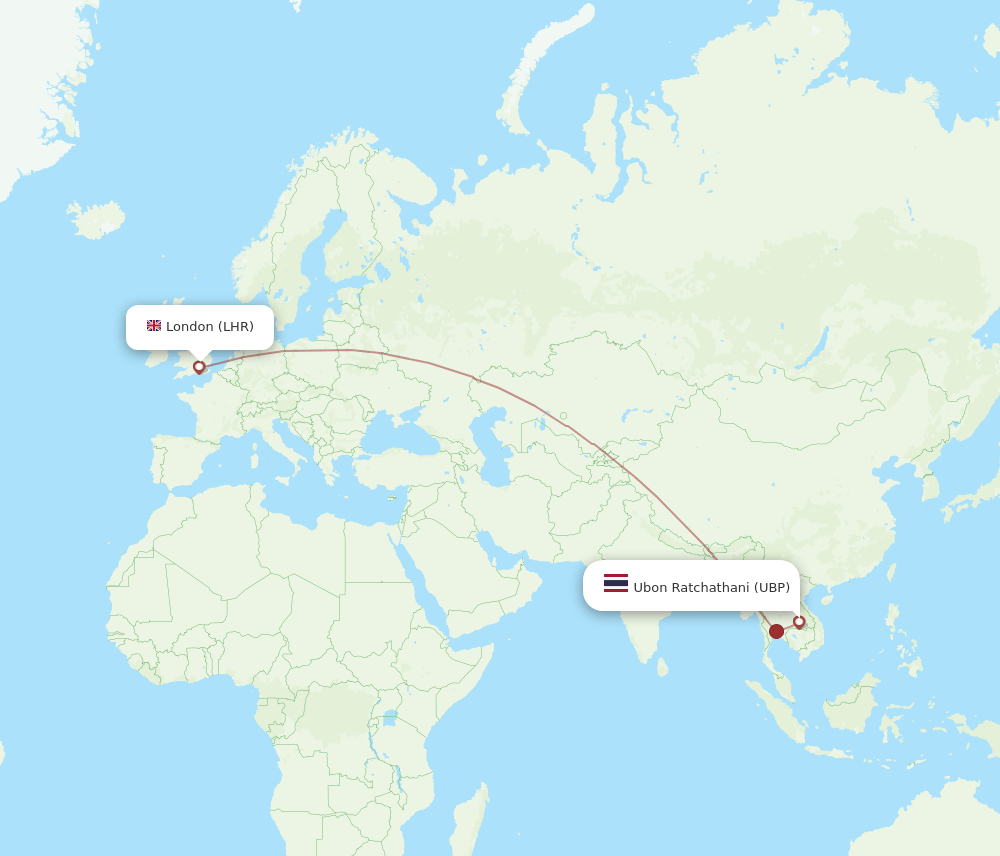 LHR to UBP flights and routes map