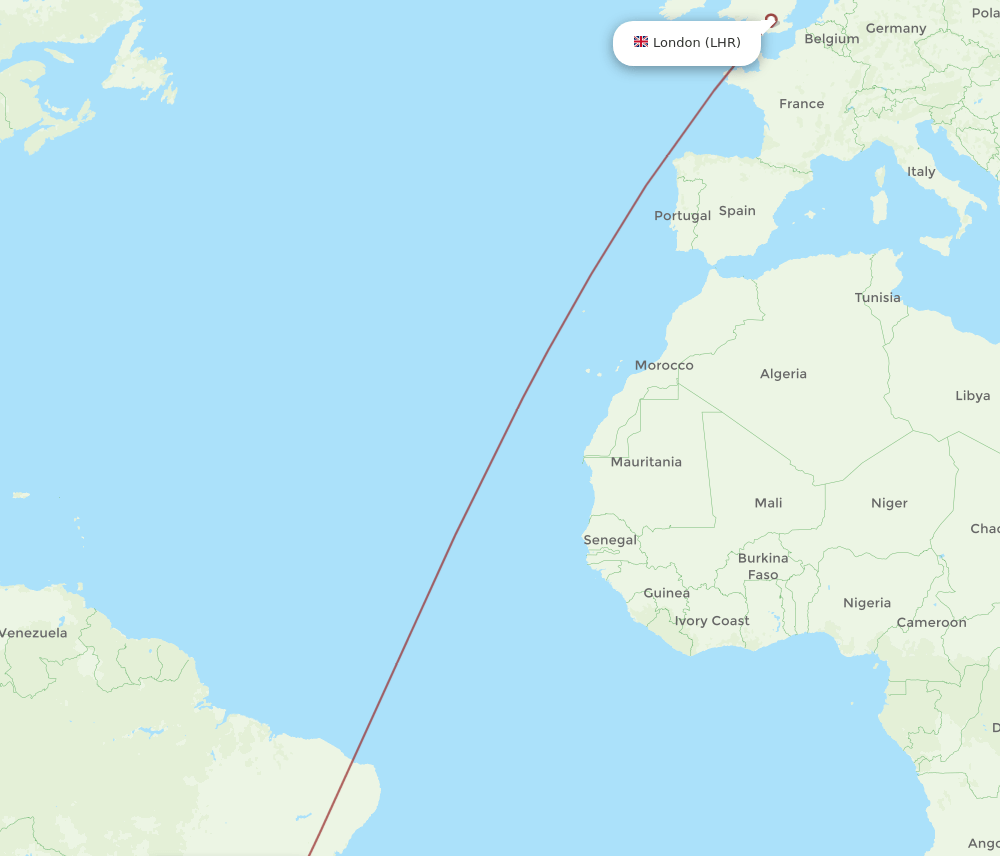 LHR to UDI flights and routes map