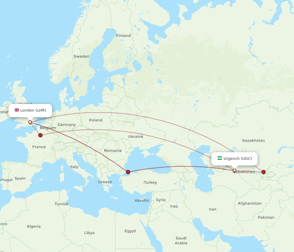 LHR-UGC flight routes