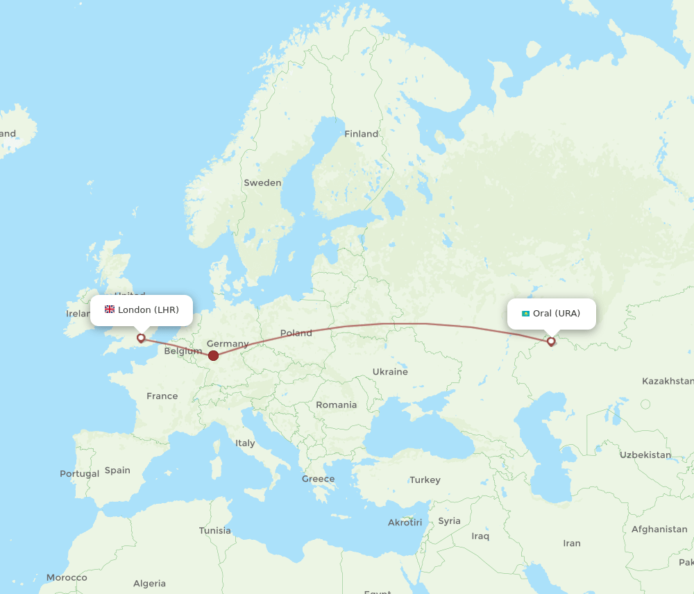 LHR-URA flight routes