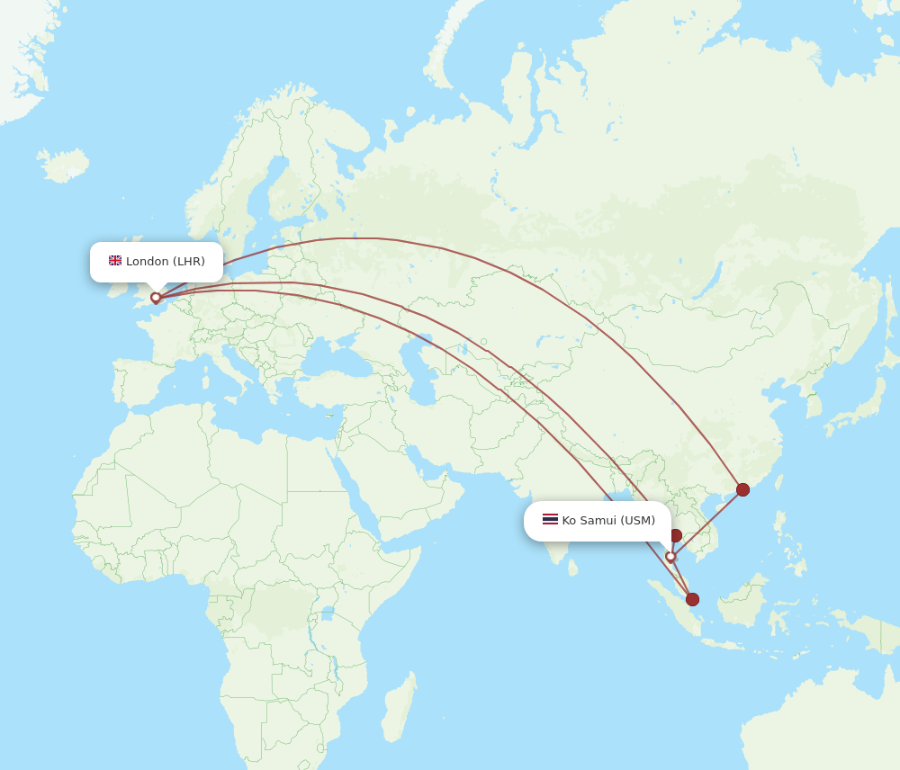LHR to USM flights and routes map