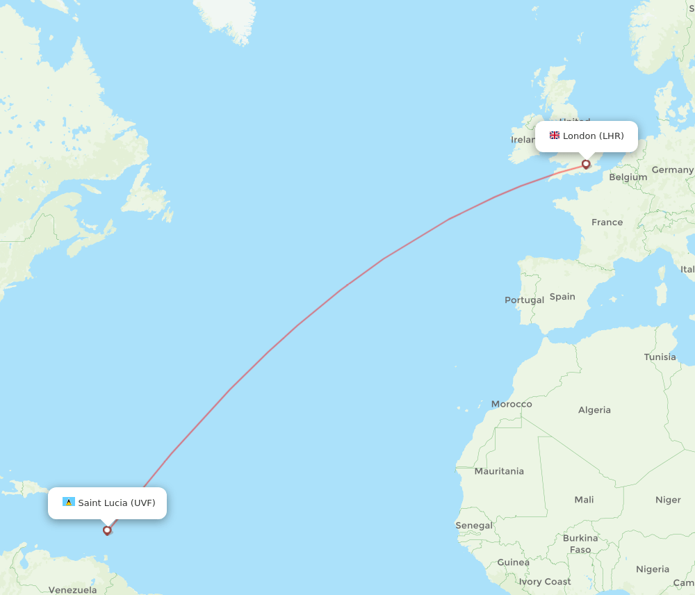 LHR-UVF flight routes