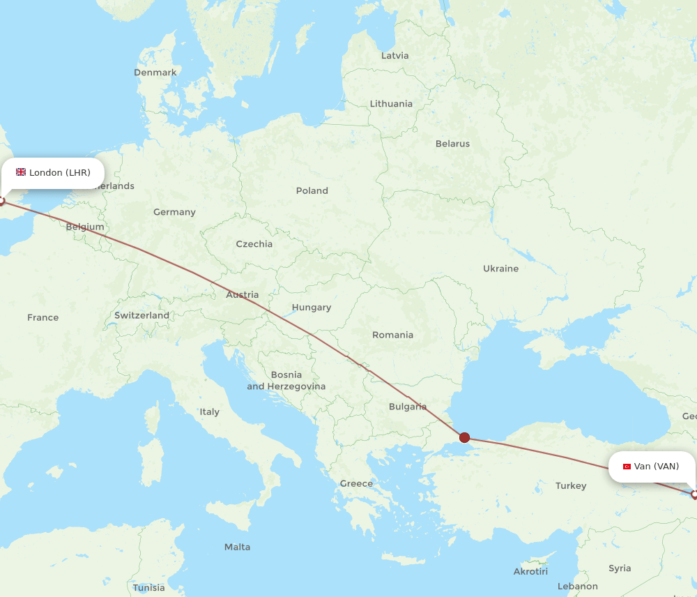 LHR-VAN flight routes