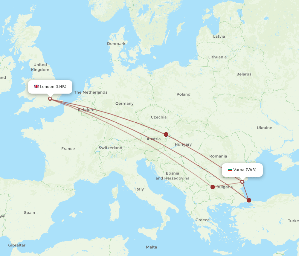 LHR-VAR flight routes